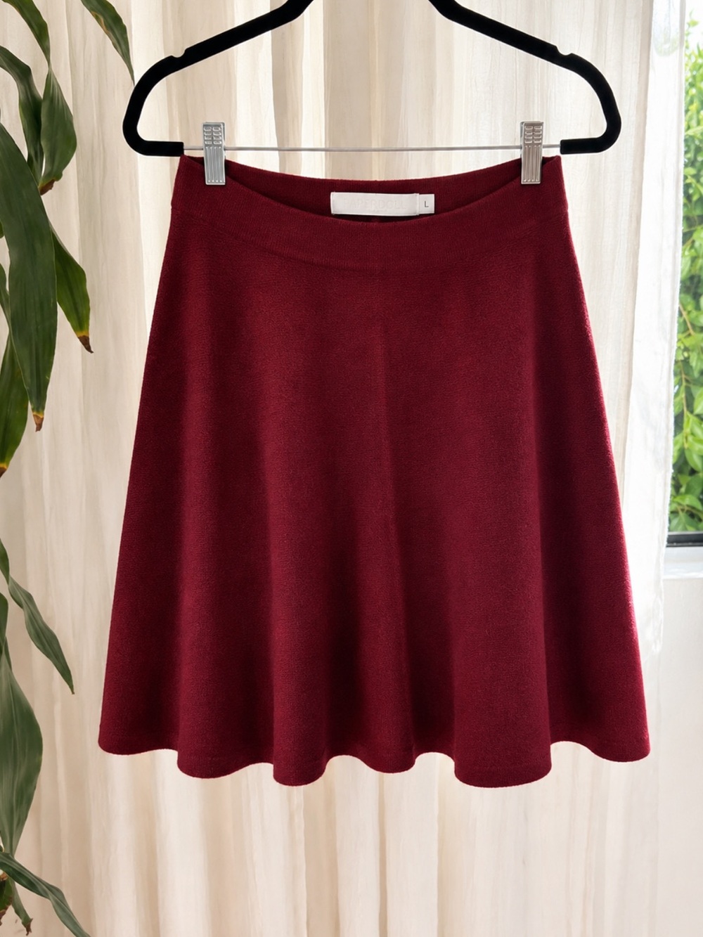 Paper Doll Burgundy Fit & Flare Knit Mini Skirt | Size Large